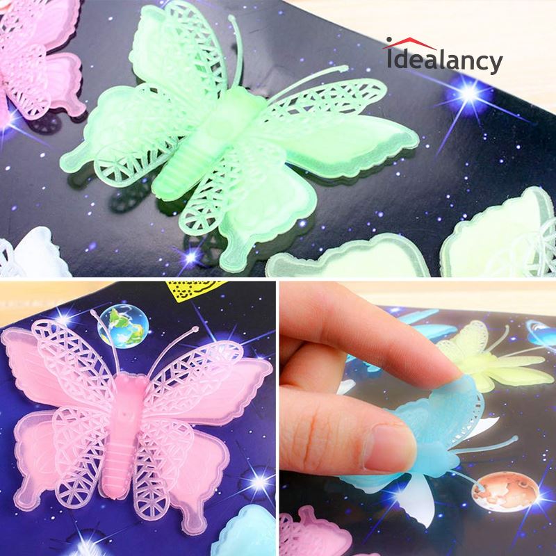 Glowing Butterfly Sticker Pack Of 6
